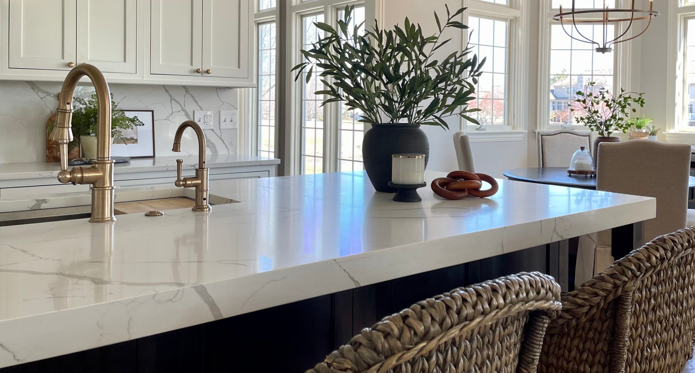 Quartz countertop installation by West DuPage Cabinets and Granite